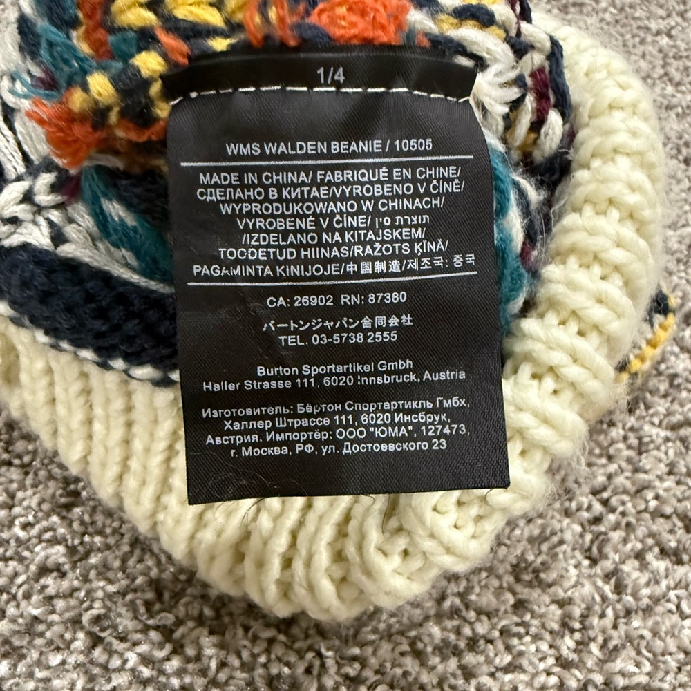 Burton Walden Beanie Womens Fair Isle Knit Pom Pom Winter Hat Multi Color 10505 - Picture 3 of 3